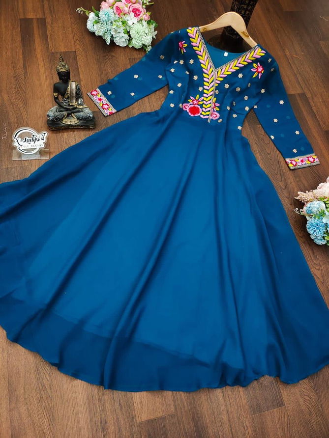 LADLI Ladli By Krishi Georgette Embroidery Anarkali Kurtis